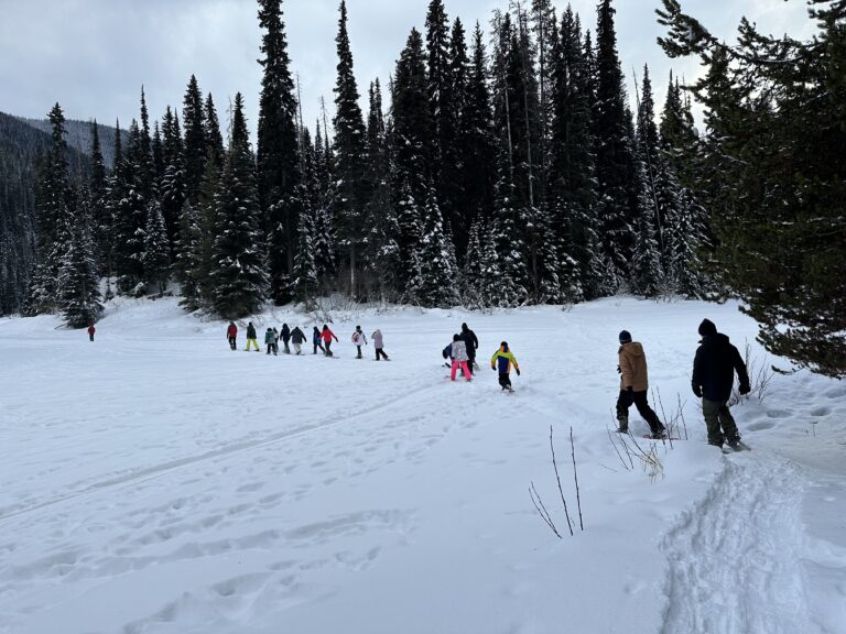 Scouts snowshoeing in Manning Park